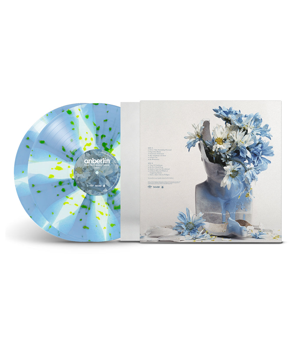 Anberlin Never Take Friendship Personal 2LP Vinyl (Baby Blue / White Cornetto w/ Highlighter Yellow Splatter)