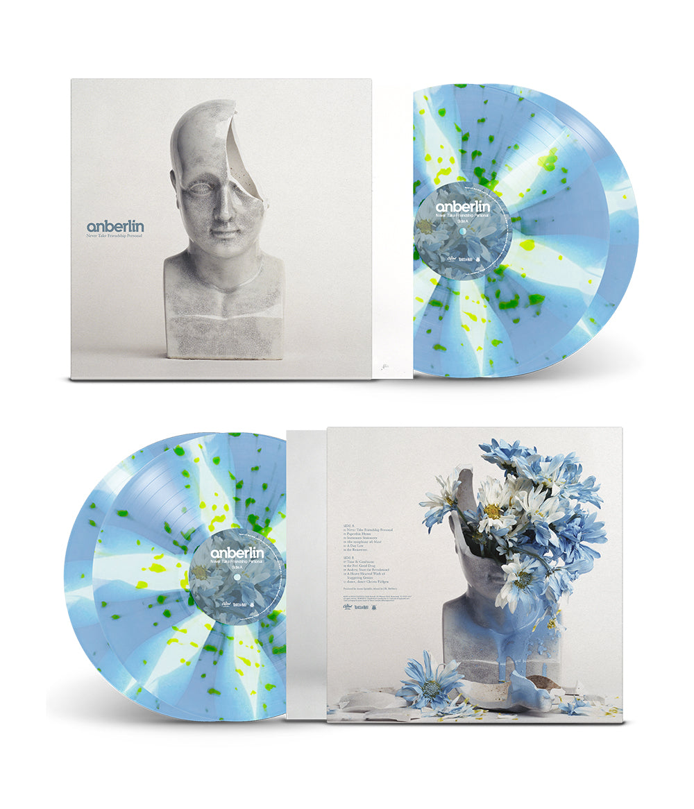 Anberlin Never Take Friendship Personal 2LP Vinyl (Baby Blue / White Cornetto w/ Highlighter Yellow Splatter)