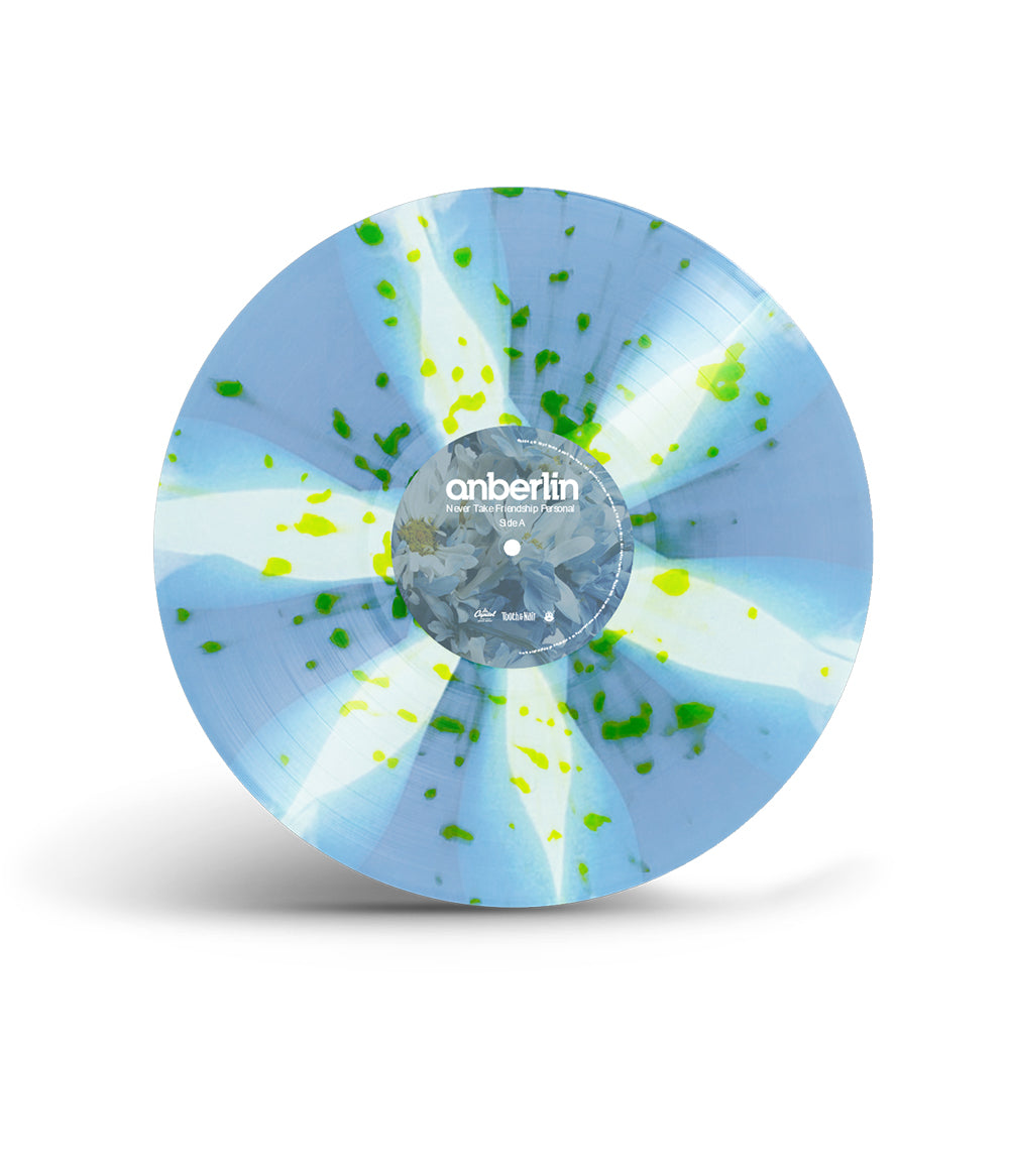 Anberlin Never Take Friendship Personal 2LP Vinyl (Baby Blue / White Cornetto w/ Highlighter Yellow Splatter)